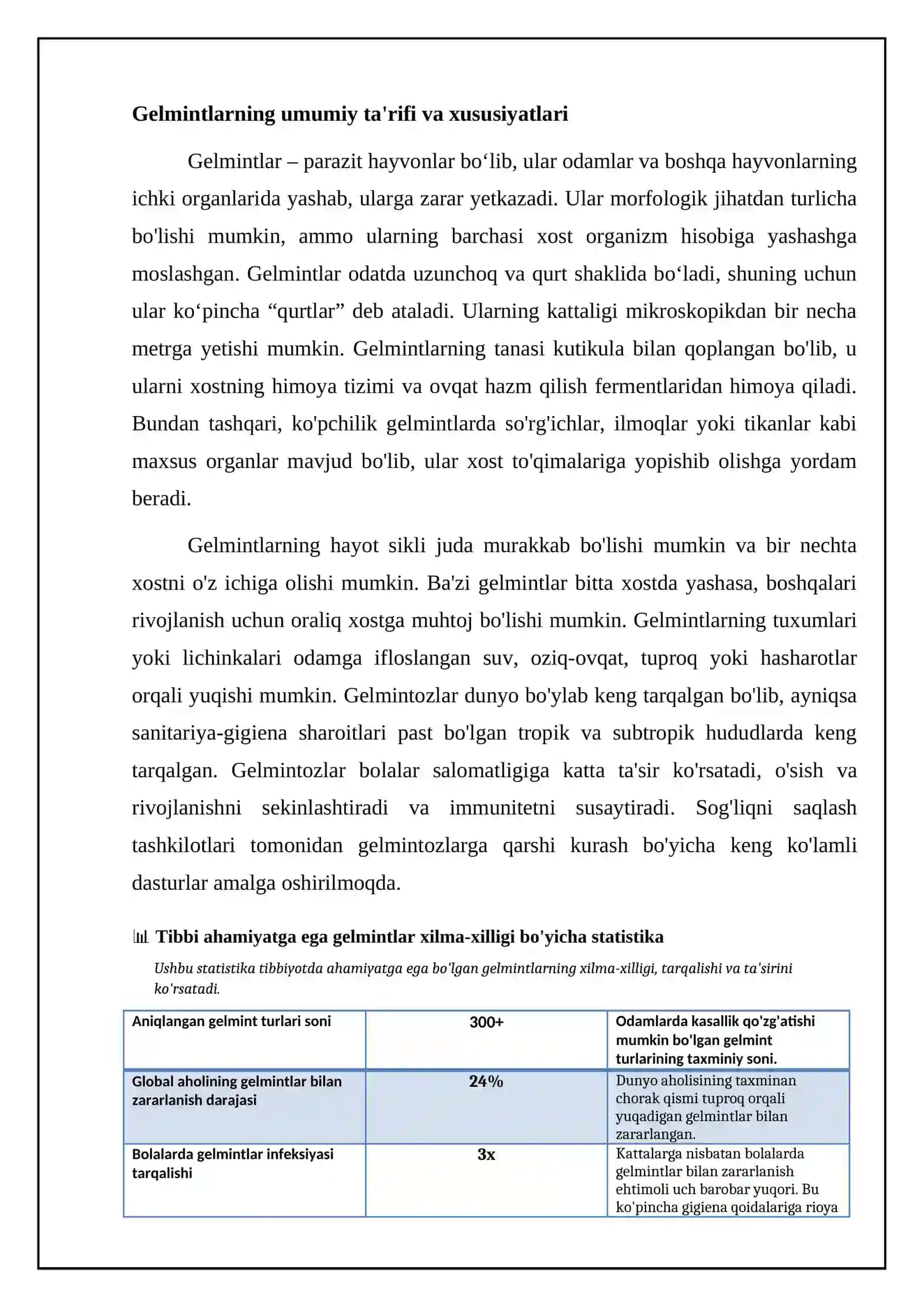 Tibbiyotda ahamiyatga ega boʻlgan gelmintlarning xilma-xilligi 4