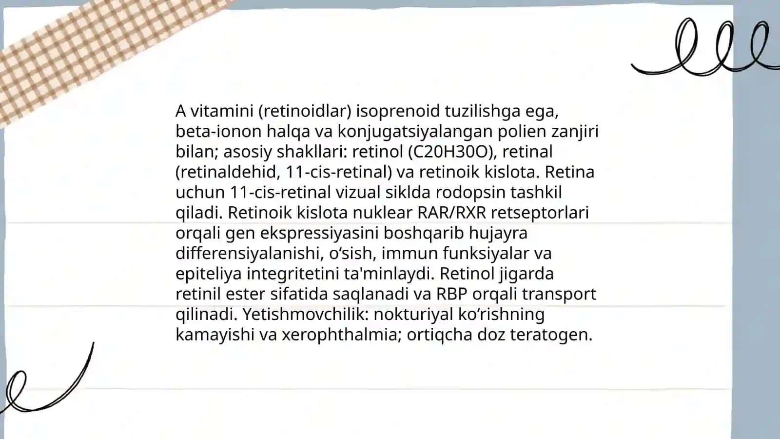 Vitaminlar klassifikatsiyasi va ularning tuzilishi funksiyasi 4