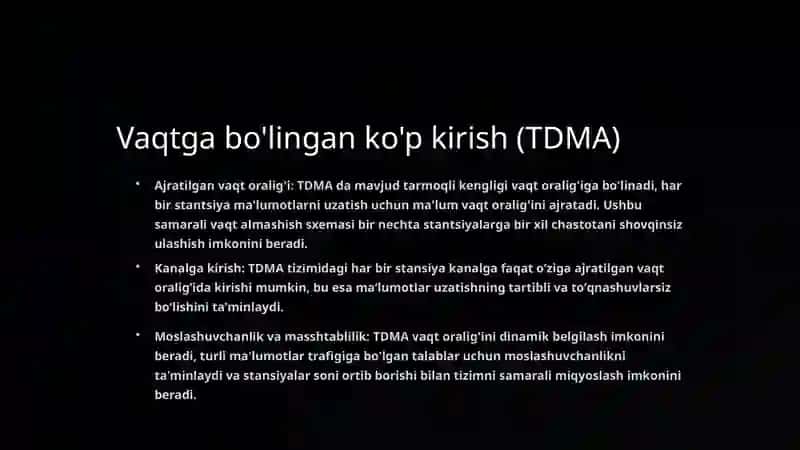 Simsiz aloqa tizimlari da koʻpstantsiyali ulanish usullari 4