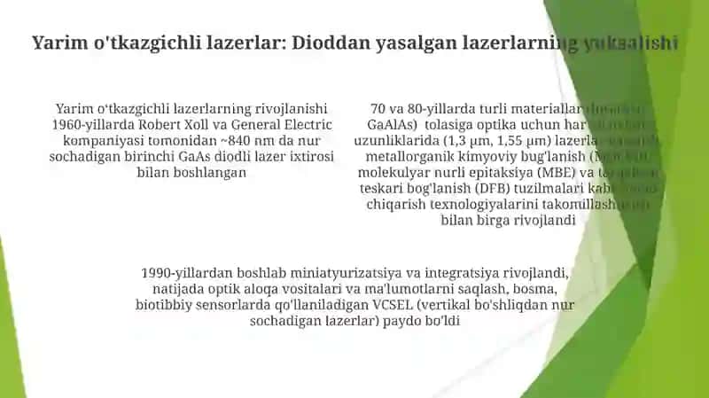Lazerlarning yaratilish tarixi va bosqichlari 4
