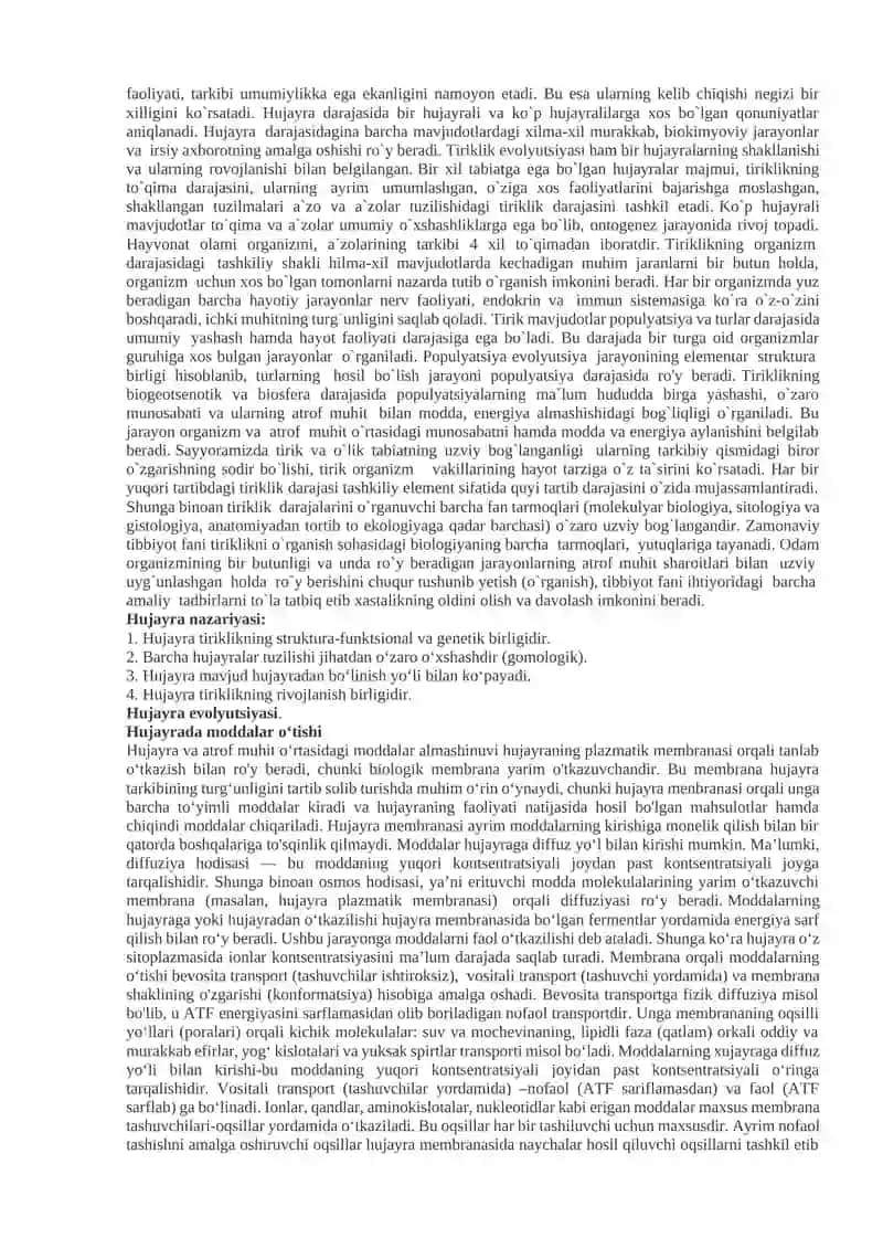 Tibbiy biologiya, umumiy genetika moduliga kirish. Hujayra biologiyasi. Hujayralarni bo‘linish. Ko’payish va uning turlari. 4