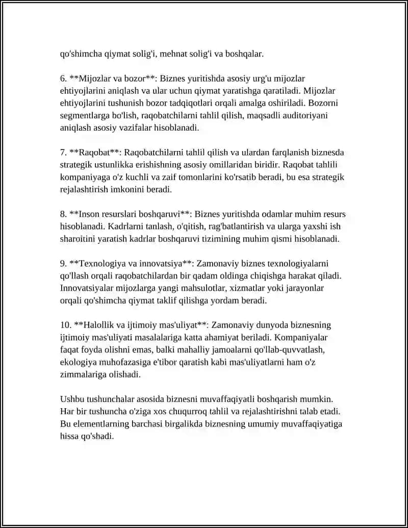 Biznes Yuritish Yonalishiga Nazariy Qarashlar 4