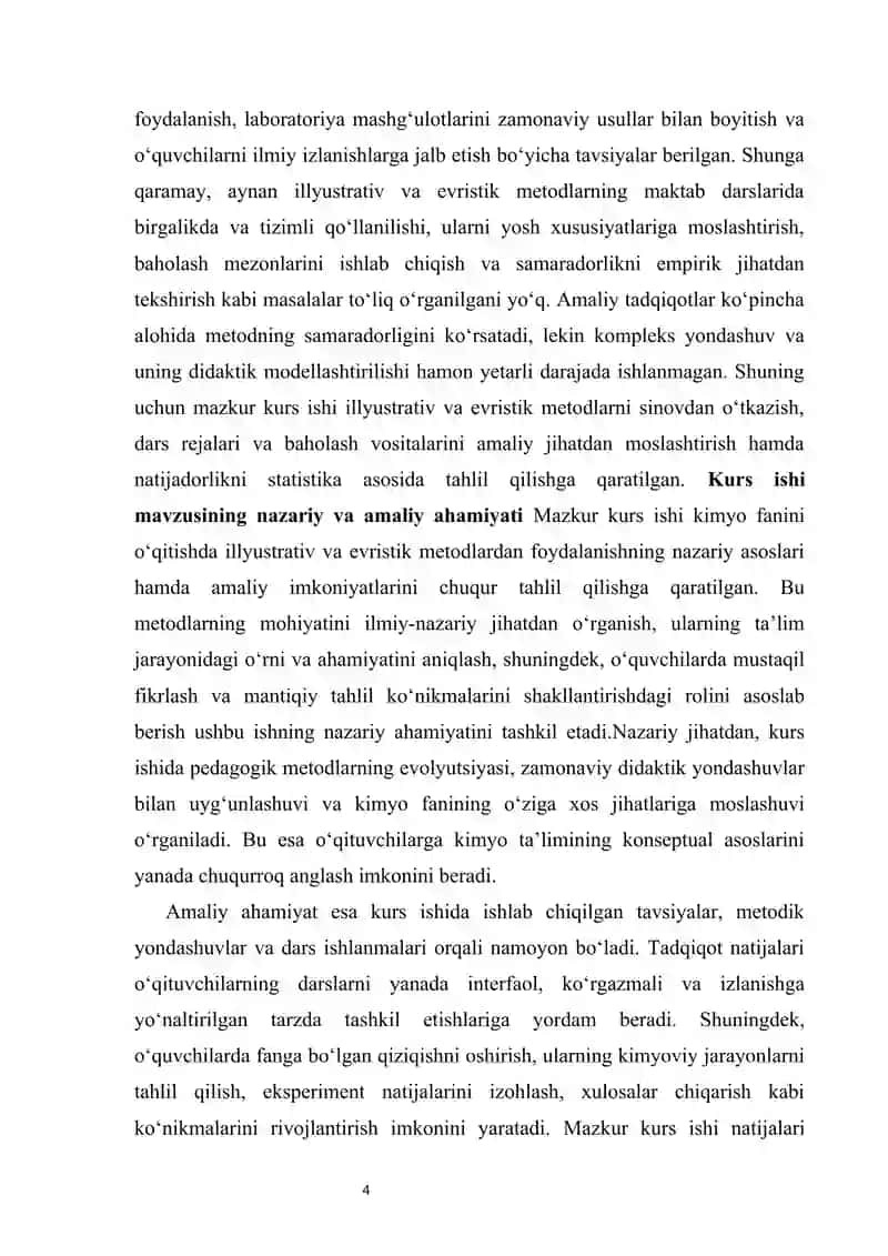 Kimyoda illyustrativ va evristik metodlar KURS ISHI 4