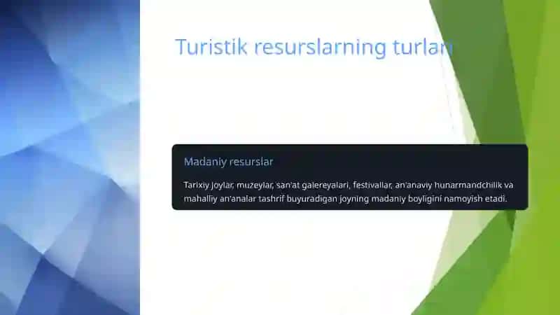 Turistik resurslardan samarali foydalanish yo'llari 4