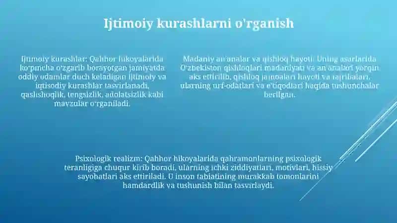 Abdulla Qahhor Hikoyalarining Mazmuniy-GʻOyaviy OʻZiga Xosligi 4