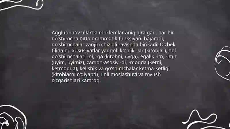 Dunyo tillarining morfologik tasnifi. O'zbek tilida ichki va tashqi fleksiyaning yuzaga chiqishi. 4