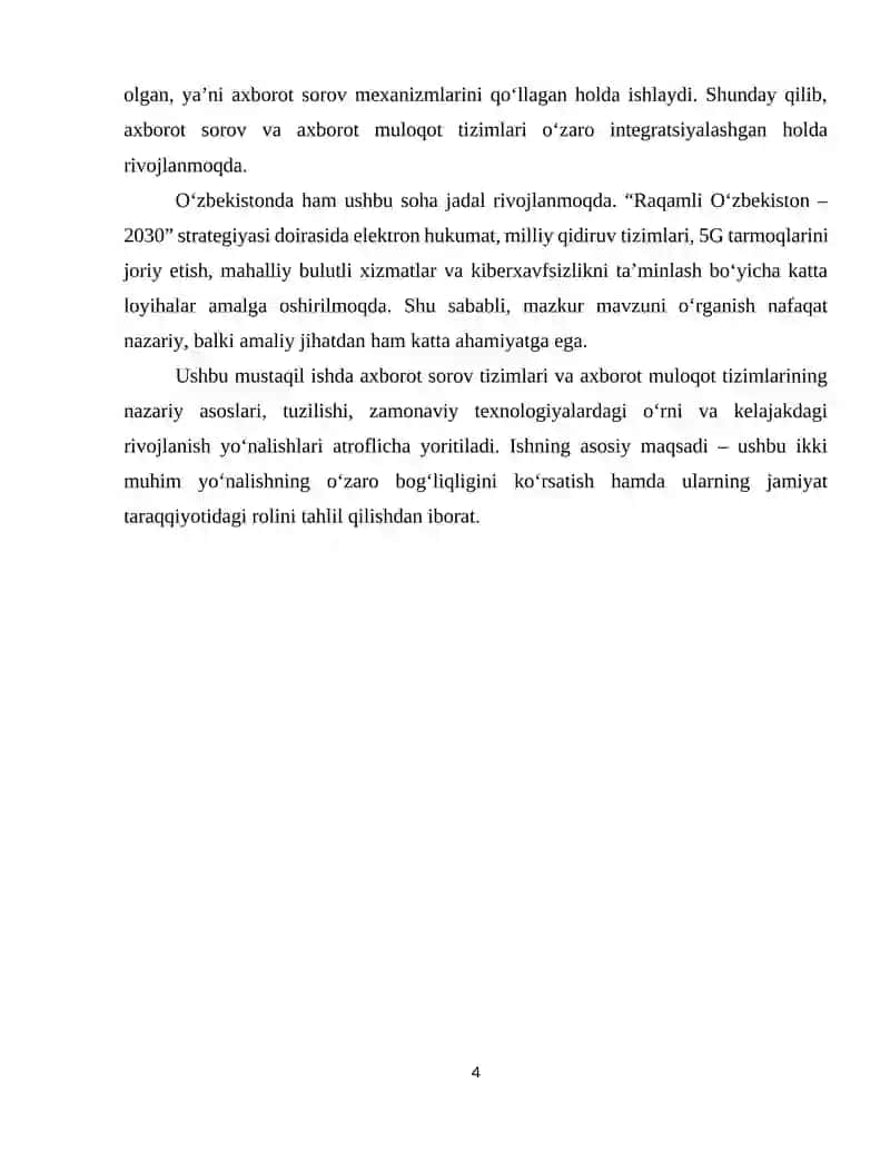 Axborot soʻrov va muloqot tizimlari 4