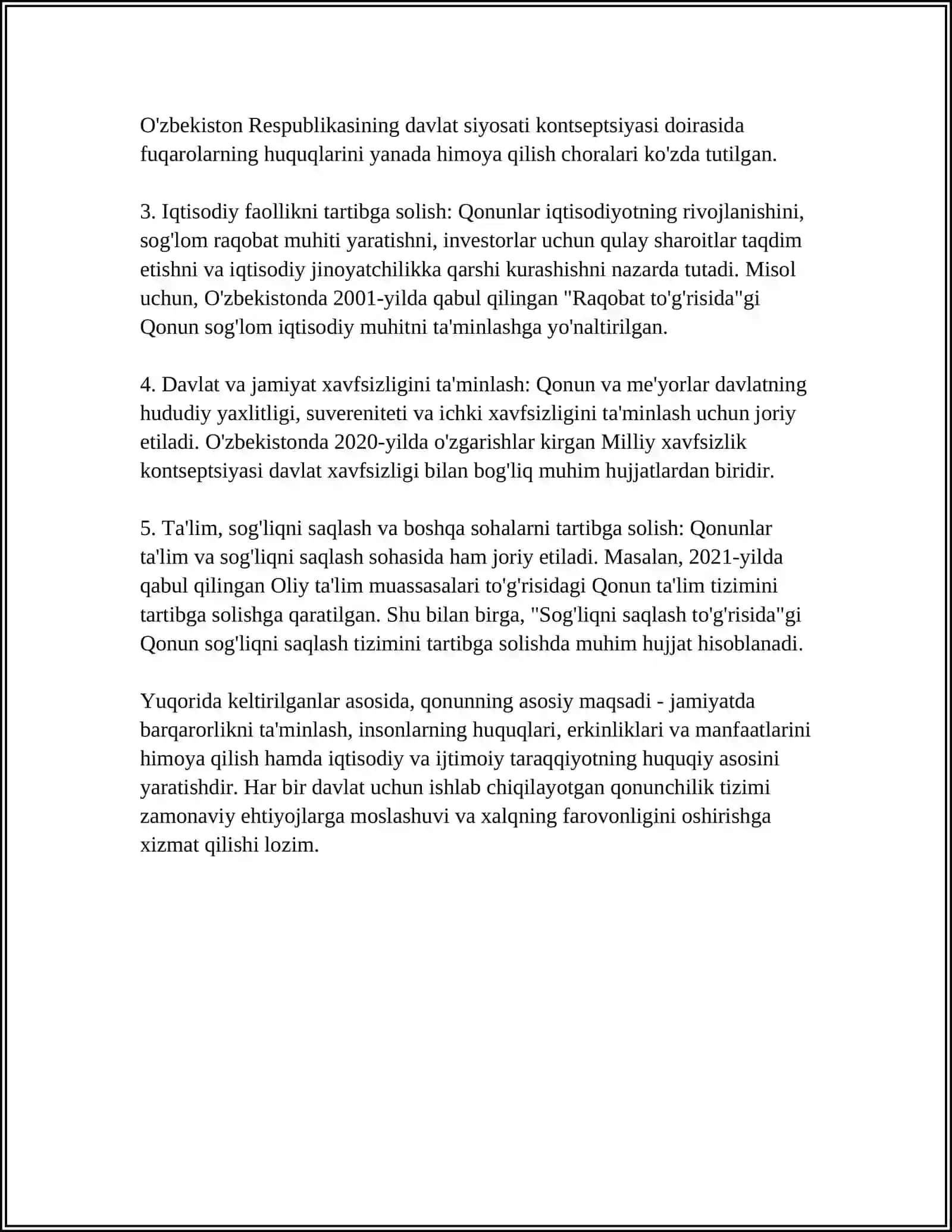 MUHOFAZA ETILADIGAN TABIIY HUDUDLAR TO'G'RISIDAGI O'ZBEKISTON RESBUBLIKASI QONUNI HAQIDA 4