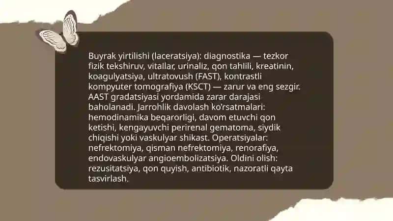 Buyraklar siydik yòllari erkaklar jinsiy azolari shikastlanishlari 4