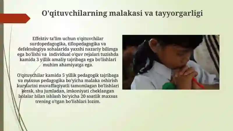 Aqliy va eshitish qobiliyati buzilgan bolalar uchun ta'lim jarayonining o'ziga xos xususiyatlari 4