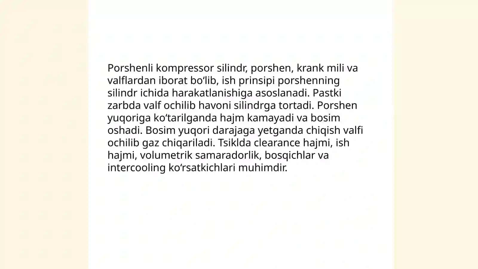 Porshenli, ratatsion va markazdan qochma kompressorlar konstruksiyasi ishlash prinsipi va afzalliklari 4