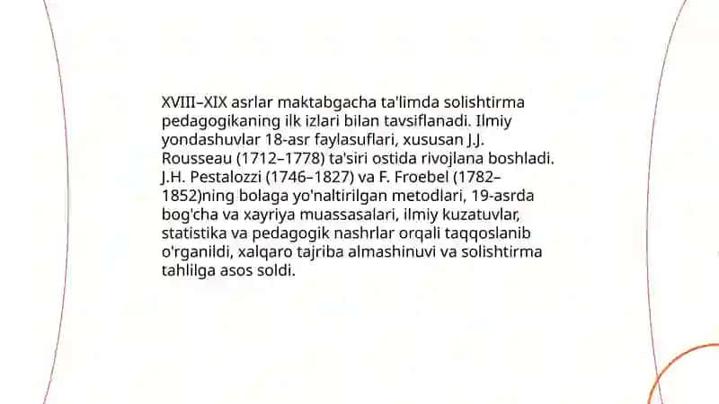 Maktabgacha ta'limda qiyosiy pedagogika fanining taraqqiyot bosqichlari 4