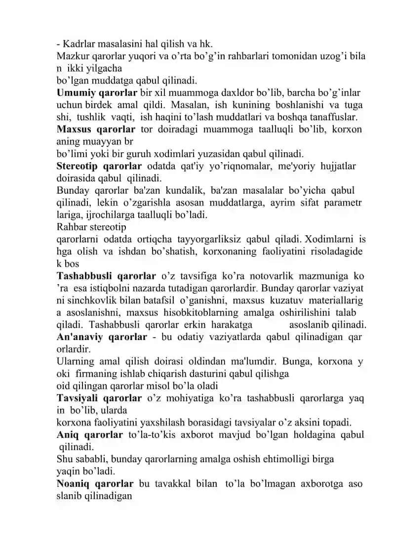 MAVZU. SAMARALI QAROR QABUL QILISH SAN’ATI. QARORLARNI BOSHQALAR BILAN BO`LISHISH VAULARNIERGAShtrsh 4