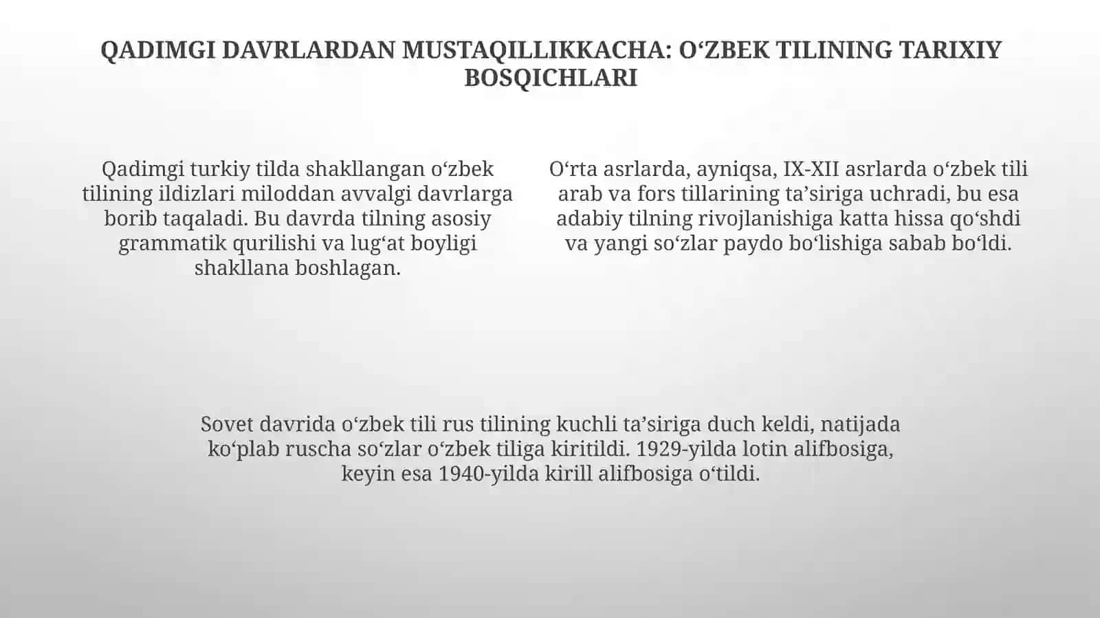 Õzbek   tilini  õrganishning   tarixi  va  bosqichlari 4