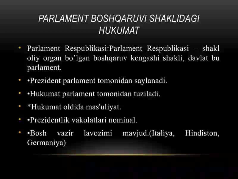 Xorijiy mamlakatlarda davlat boshqaruvining o'ziga xos jihatlari 4