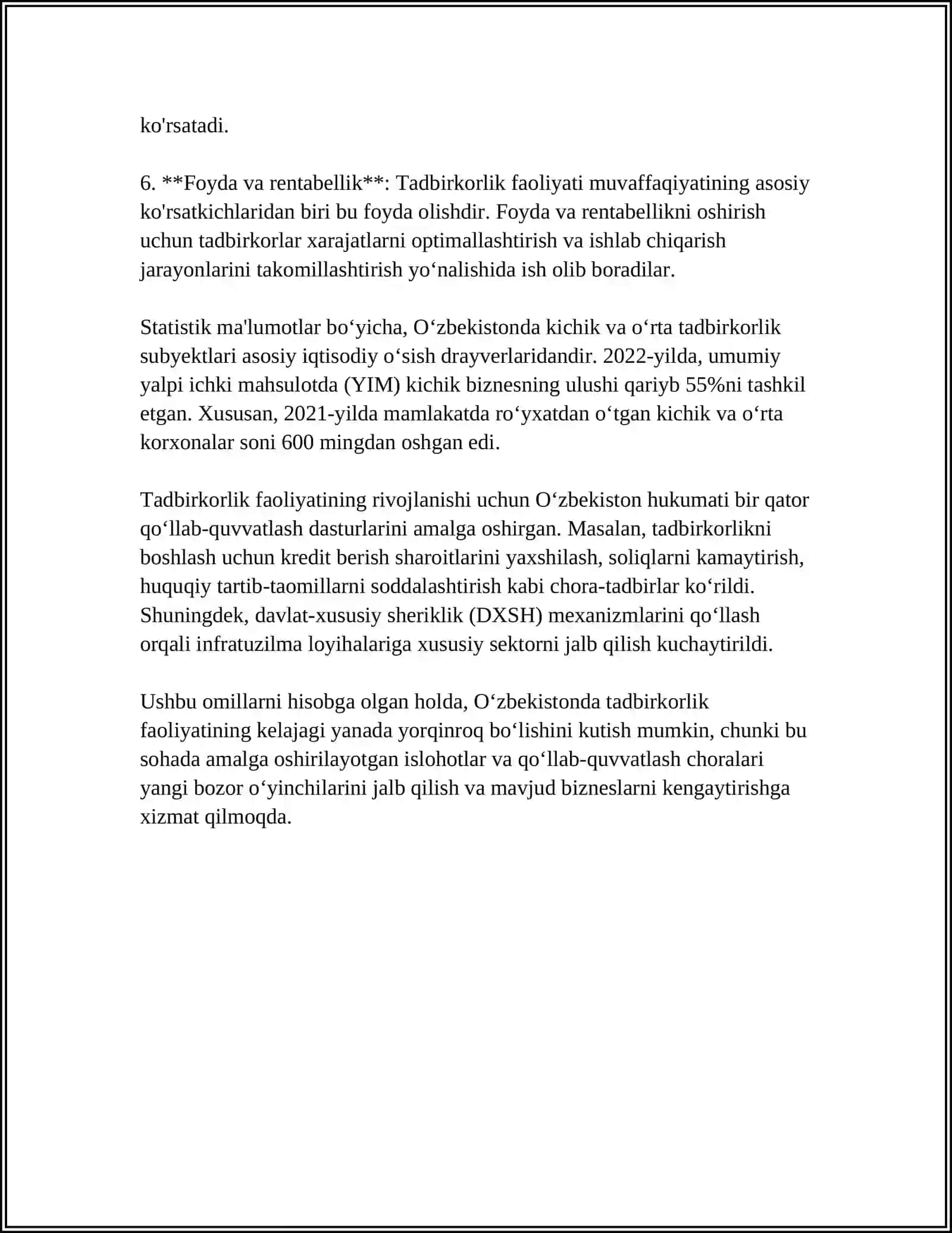 TADBIRKORLIK FAOLIYATI VA TADBIRKORLIK KAPITALI 4
