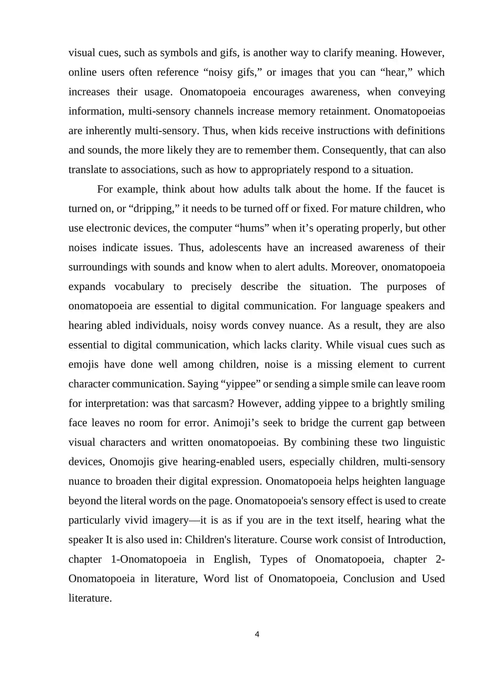 COURSE WORK: ONOMATOPOEIA IN ENGLISH 4