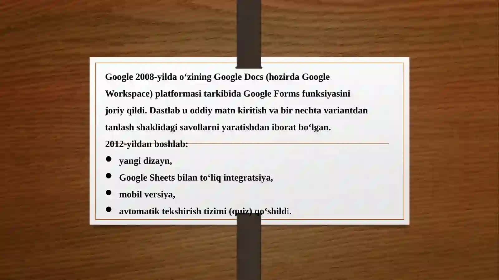 GOOGLE FORMSDA ONLAYN SO‘ROVNOMALAR VA TESTLARYARATISH 4