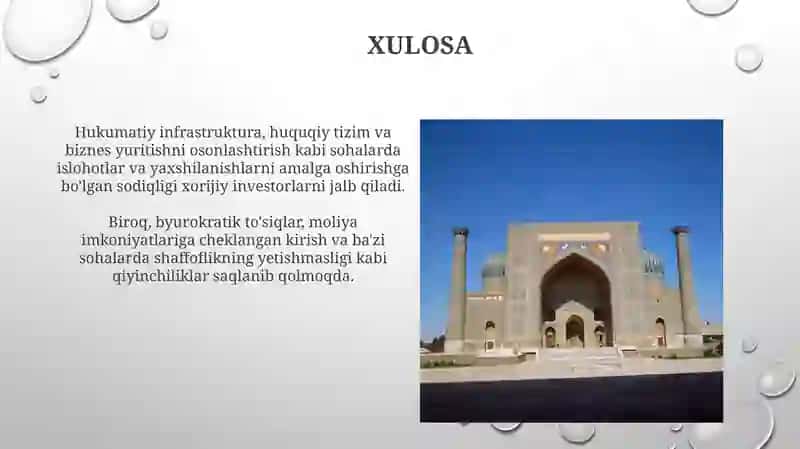 Oʻzbekiston respublikasi investitsiya muhitini oʻrganish 4