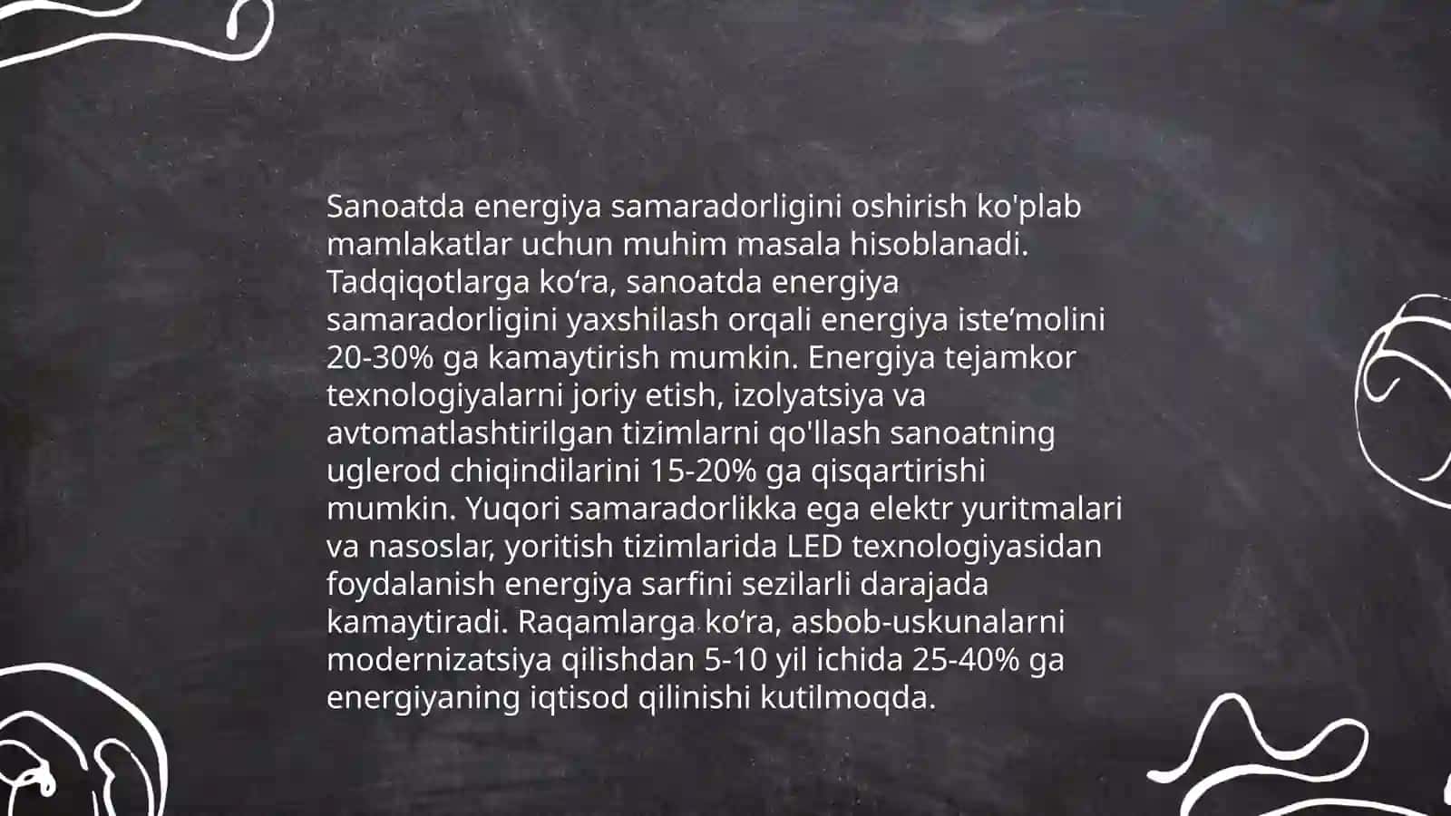 Mamlakat iqtisodiyotining energiya samaradorligini oshirish yo'nalishlari 4