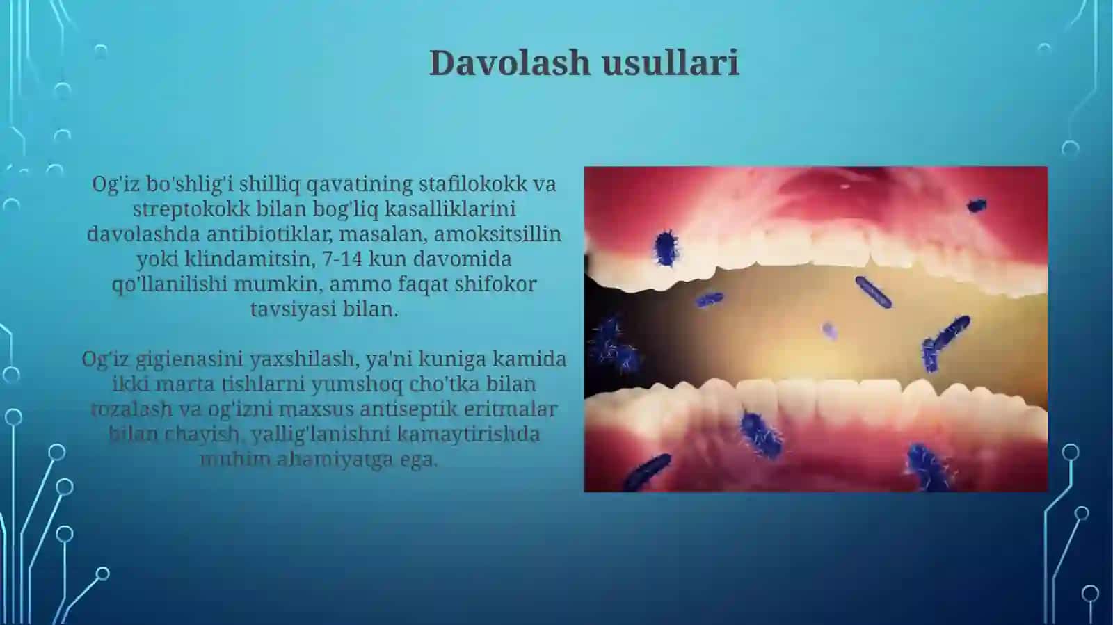 Og'iz bo'shlig'i shilliq qavati kasalliklarida mikroflora Stafilokokk Streptokokk 4