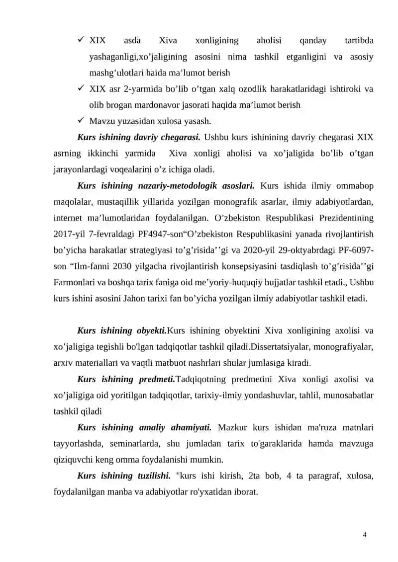 XIXasrning ikkinchi yarmida Xiva xonligi aholisi va xo'jaligi 4