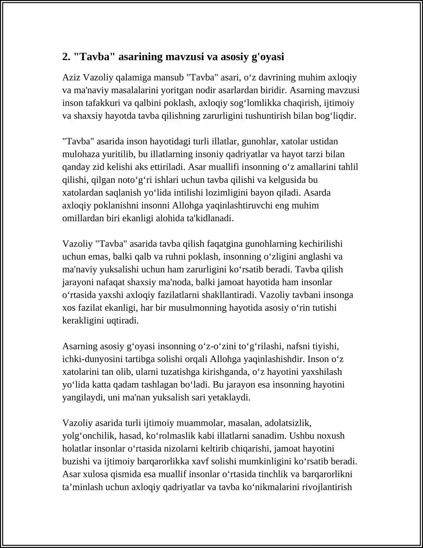 VAZOLIYNING "TAVBA" ASARI 4