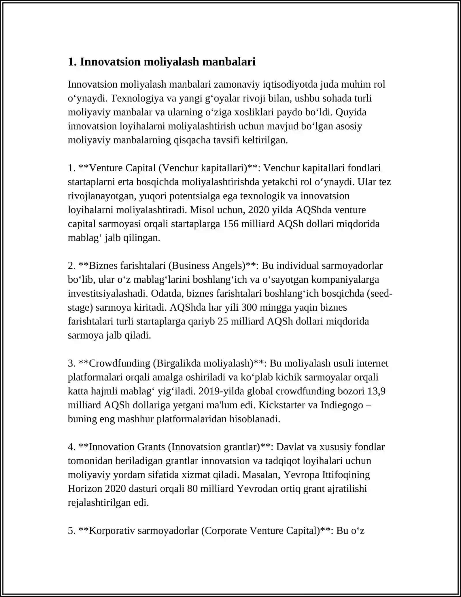 "INNOVATSION RIVOJLANISHNING MOLIYAVIY STRATEGIYALARI" 4