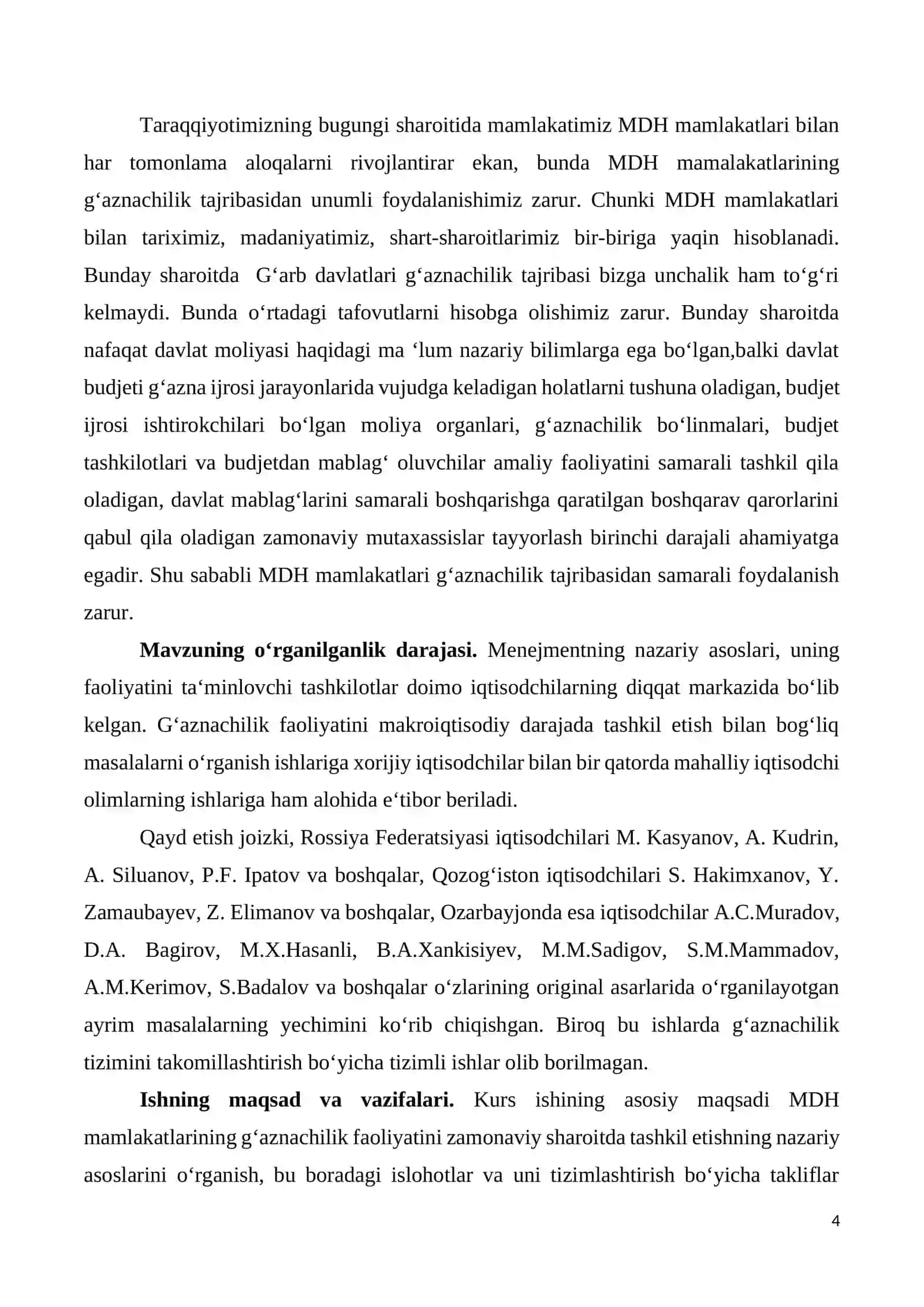 G‘aznachilik tizimiga o‘tishning MDH mamlakatlari tajribasi 4