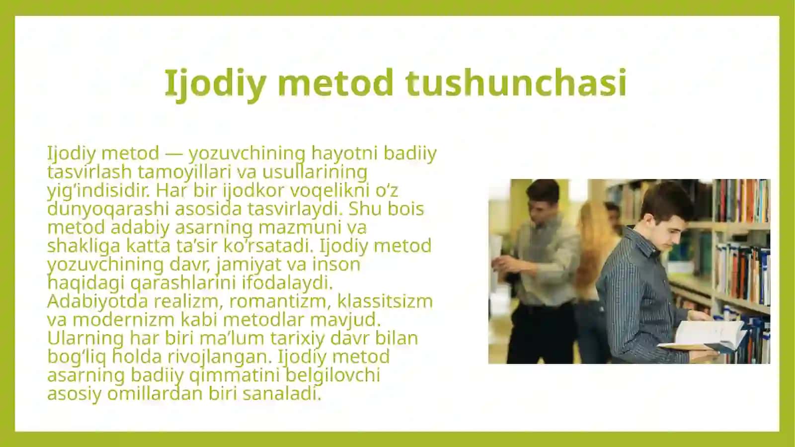 Ijodiy metodlar va yozuvchi pafosi 4