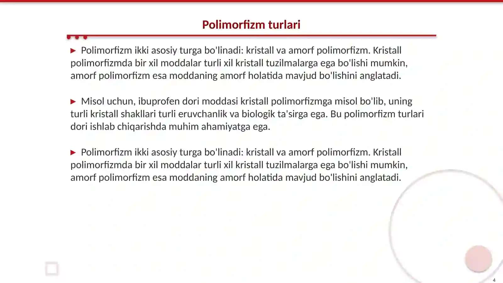 Dori moddalarining polimorfizmi 4