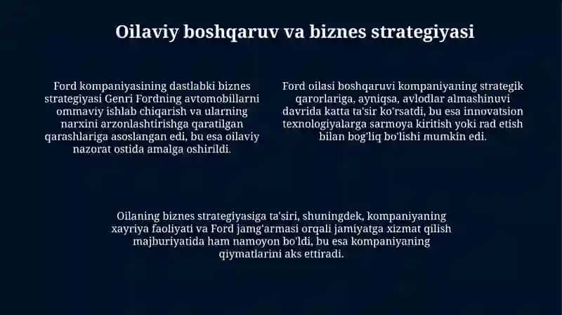 Ford kompaniyasi oilaviy tadbirkorlik misolida 4