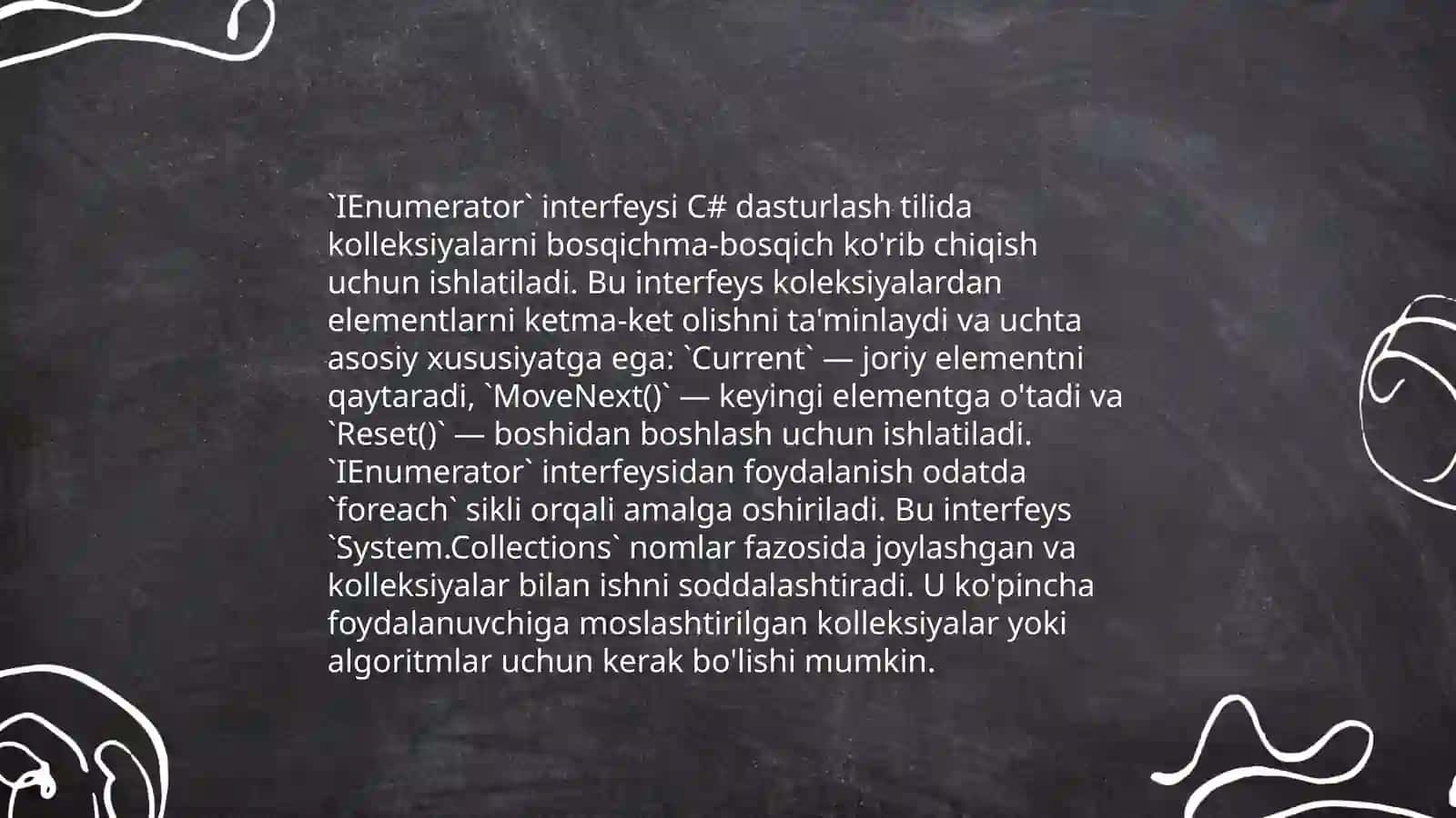 IEnumerable va IEnumerator interfeyslari 4