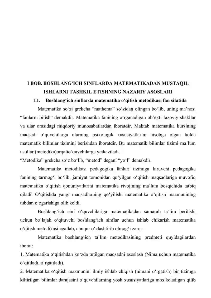 1-2 sinflarda o‘quvchilarning matematikadan mustaqil ishlarini tashkil qilish metodikasi 4