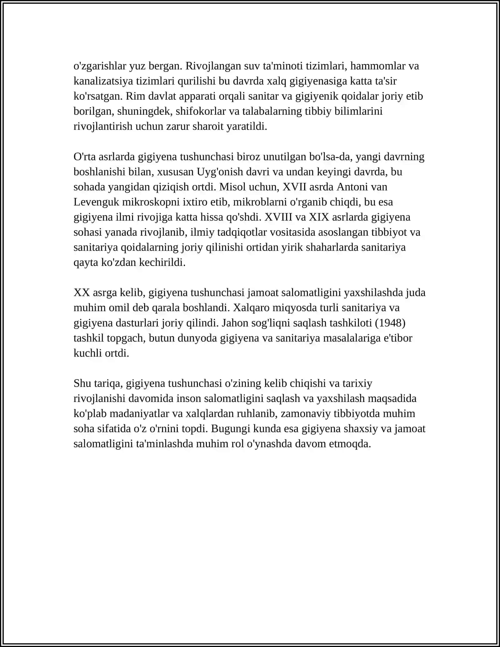 Gigiyenaning rivojlanish tarixi 4