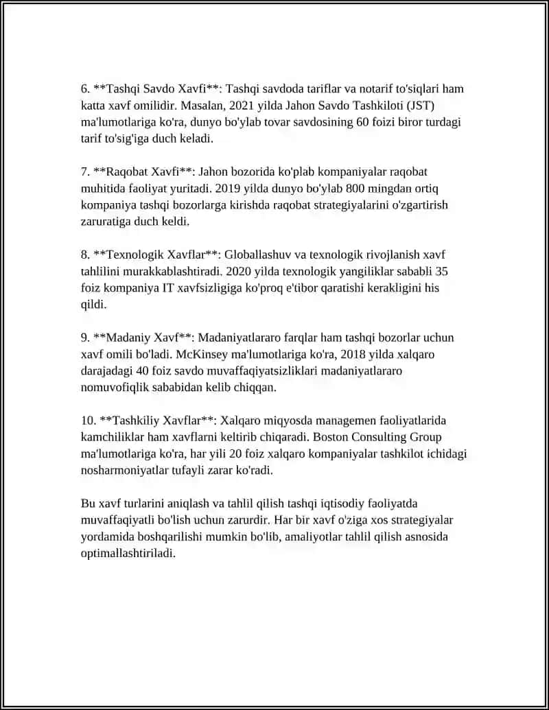 TASHQI IQTISODIY FAOLIYAT SOHASIDA IQTISODIY XAFSIZLIKNI TA’MINLASH MASALALARI 4