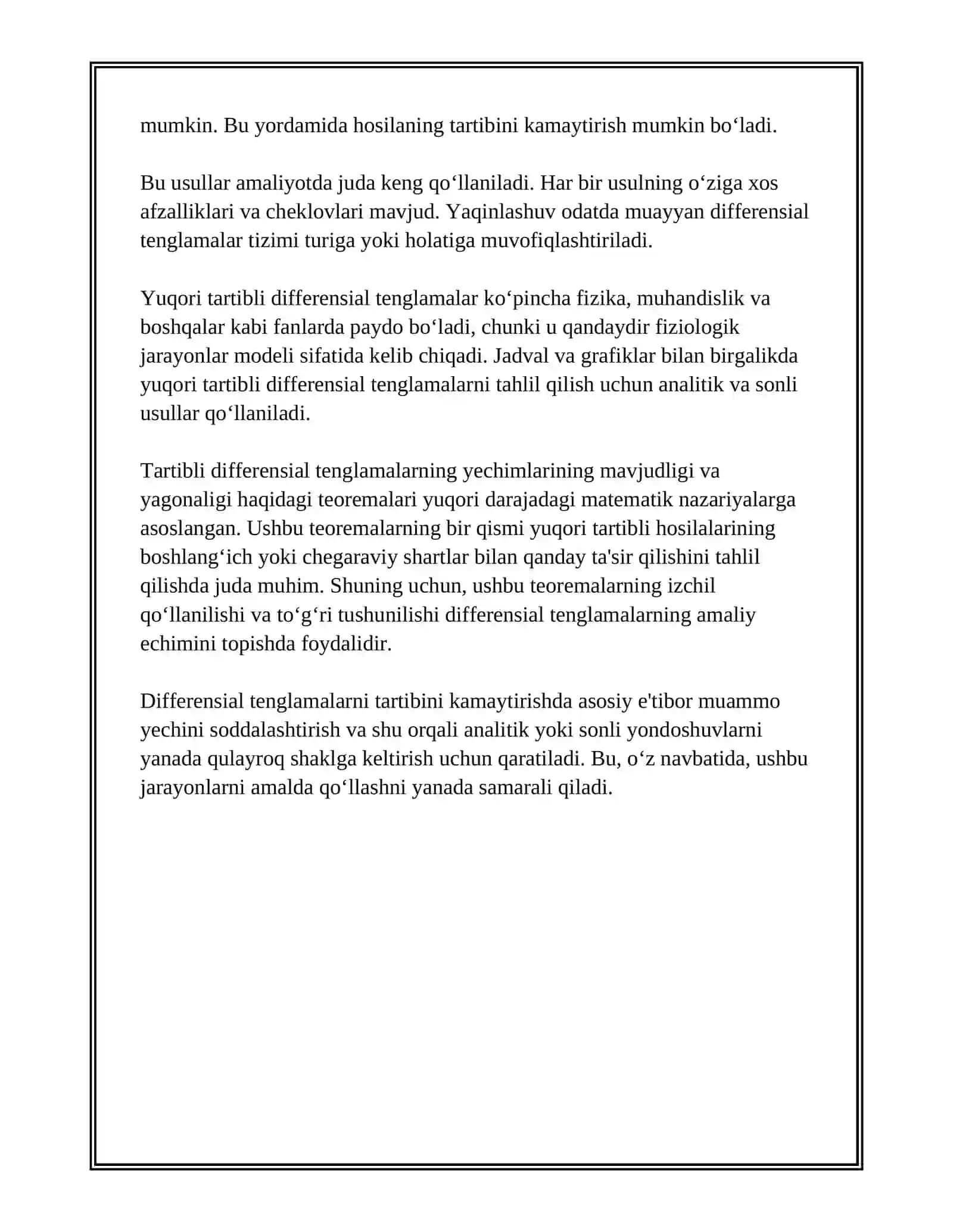 TARTIBI PASAYADIGAN YUQORI TARTIBLI DIFFERENSIAL TENGLAMALAR 4