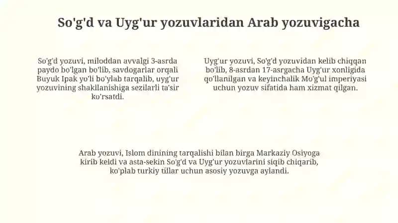 Markaziy Osiyo xalqlarining yozuv tarixi va rivojlanishi 4