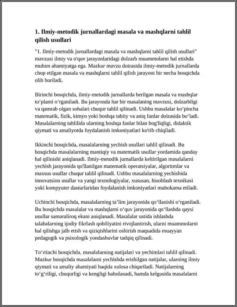 ILMIY ILMIY-METODIK JURNALLARDA CHOP ETILGAN VA INTERNET ORQALI BERILGAN MASALA VA MASHQLAR HAQIDAGI MAQOLALAR AXBOROTLARNI OʻQISH ORQALI 4