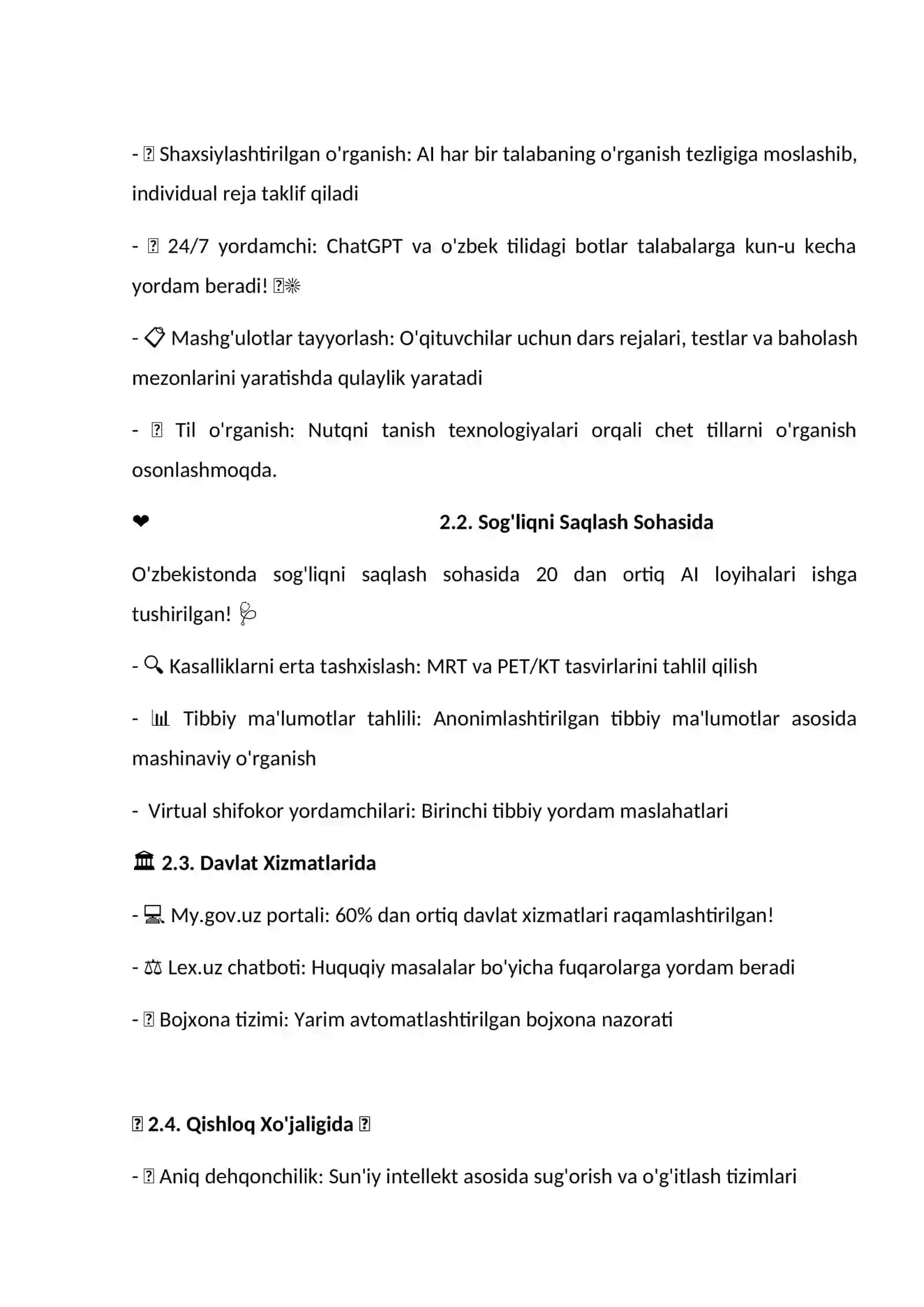 ".Sun'iy intellekt va uning kundalik hayotdagi qo'llanilishi" Loyiha ishi 4