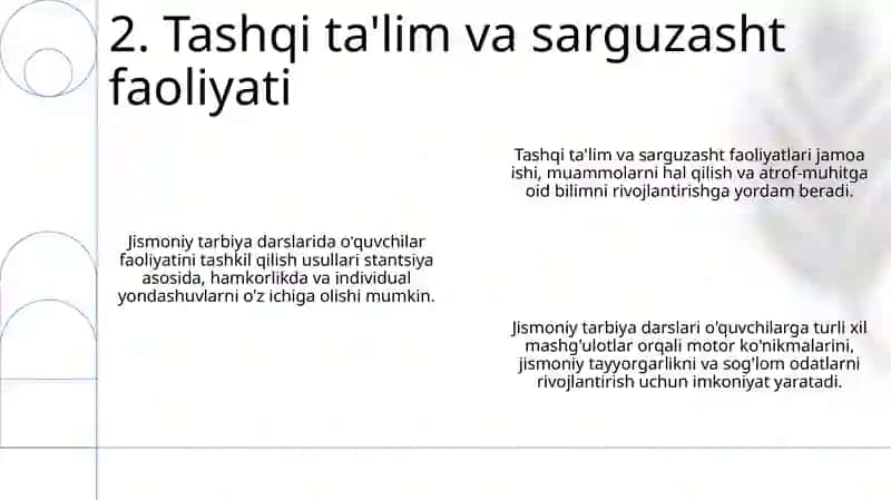 Jismoniy tarbiya darslarida òquvchilar faotiyatini tashkillash usullari 4