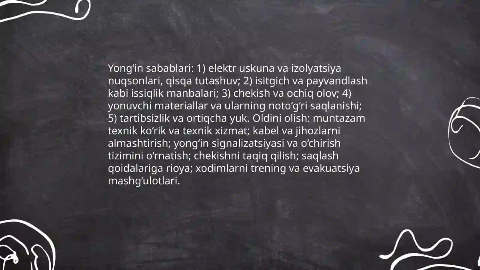 Muxandis-texnik xodimlar, ishchi va xizmatchilarni yong‘in xavfsizligi chora-tadbirlarini qo‘llashga o‘rgatish 4