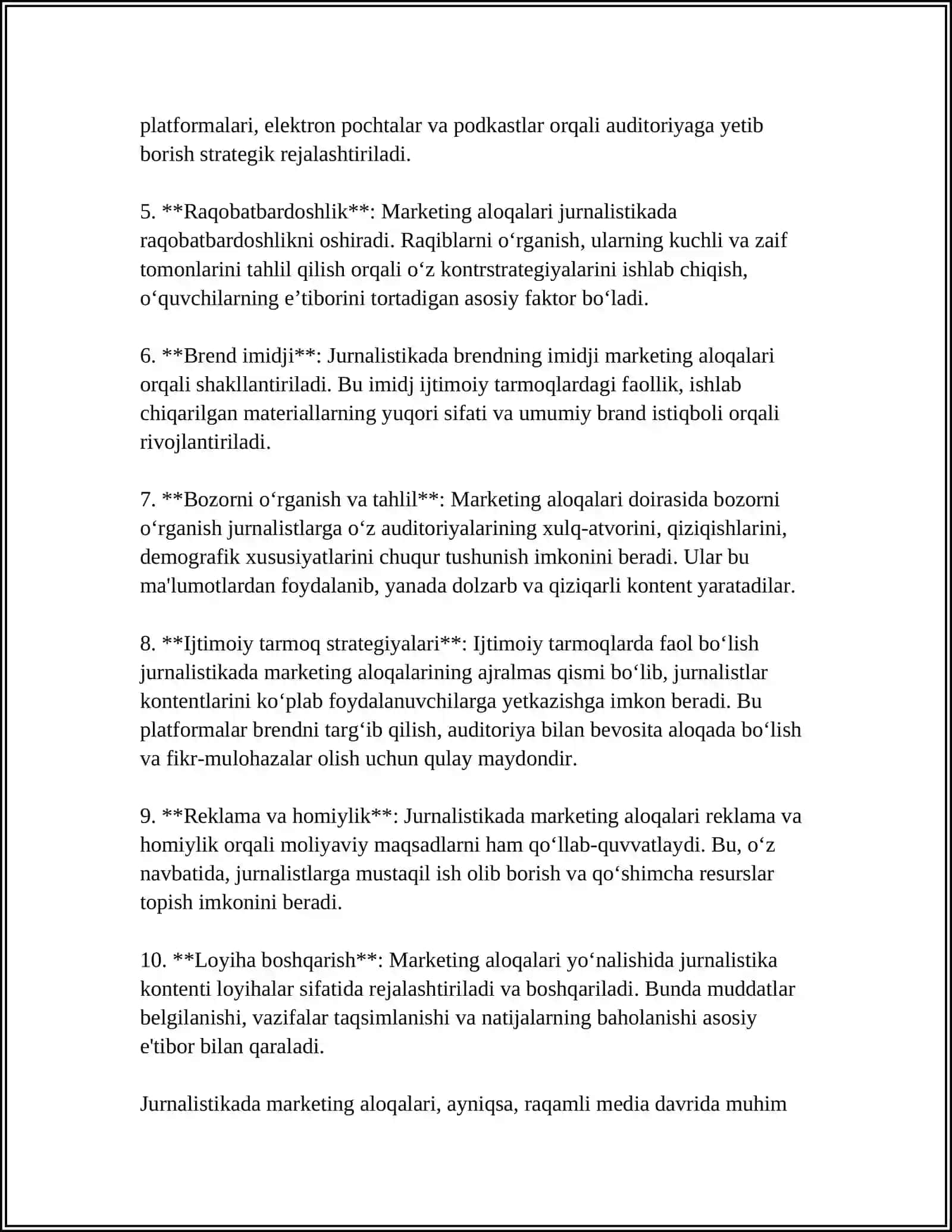 JURNALISTIKADA MARKETING ALOQALRI 4