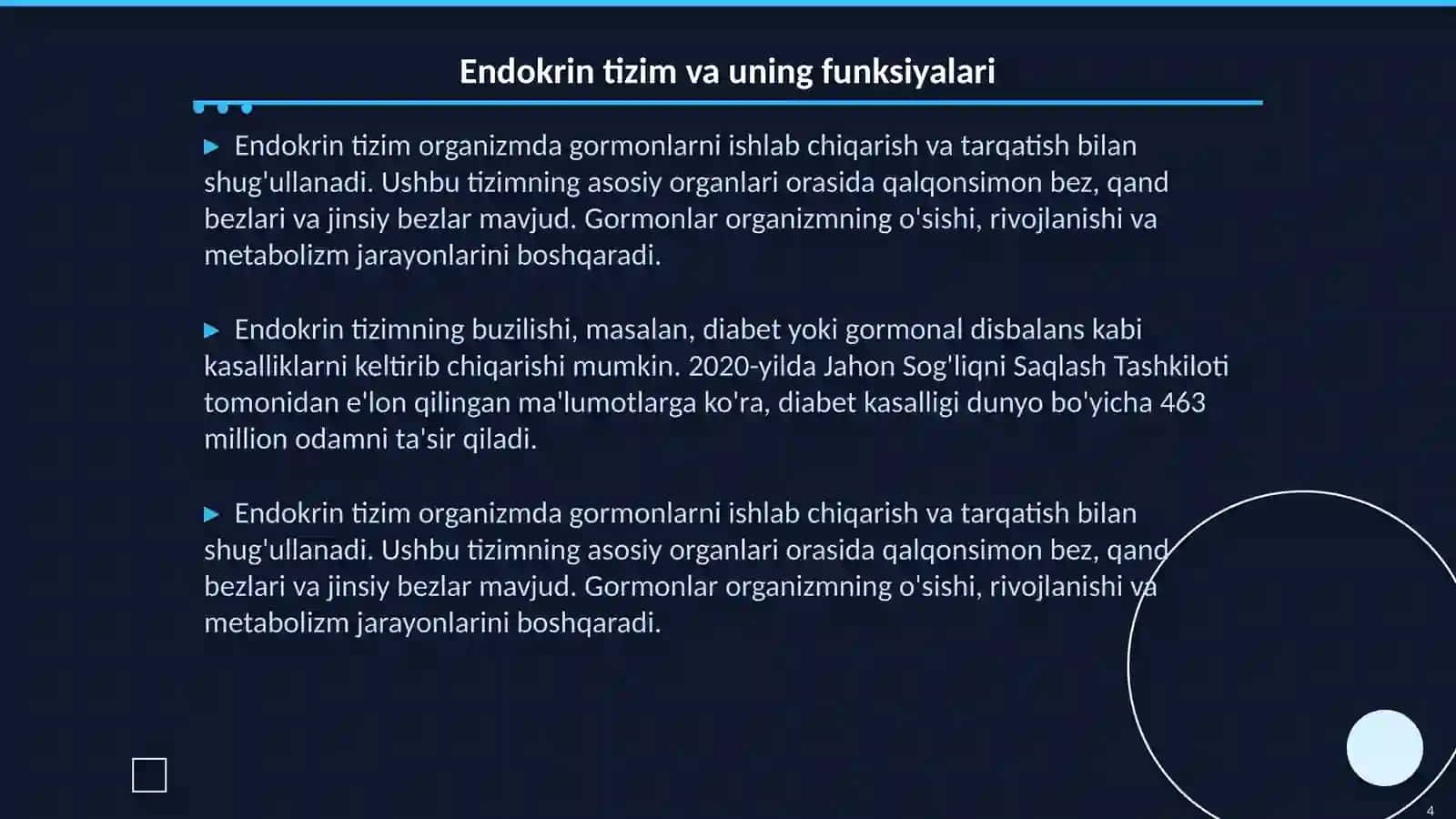 Karbonsuvlar endokrin boshqariluv mexanizmlarining buzilishi 4