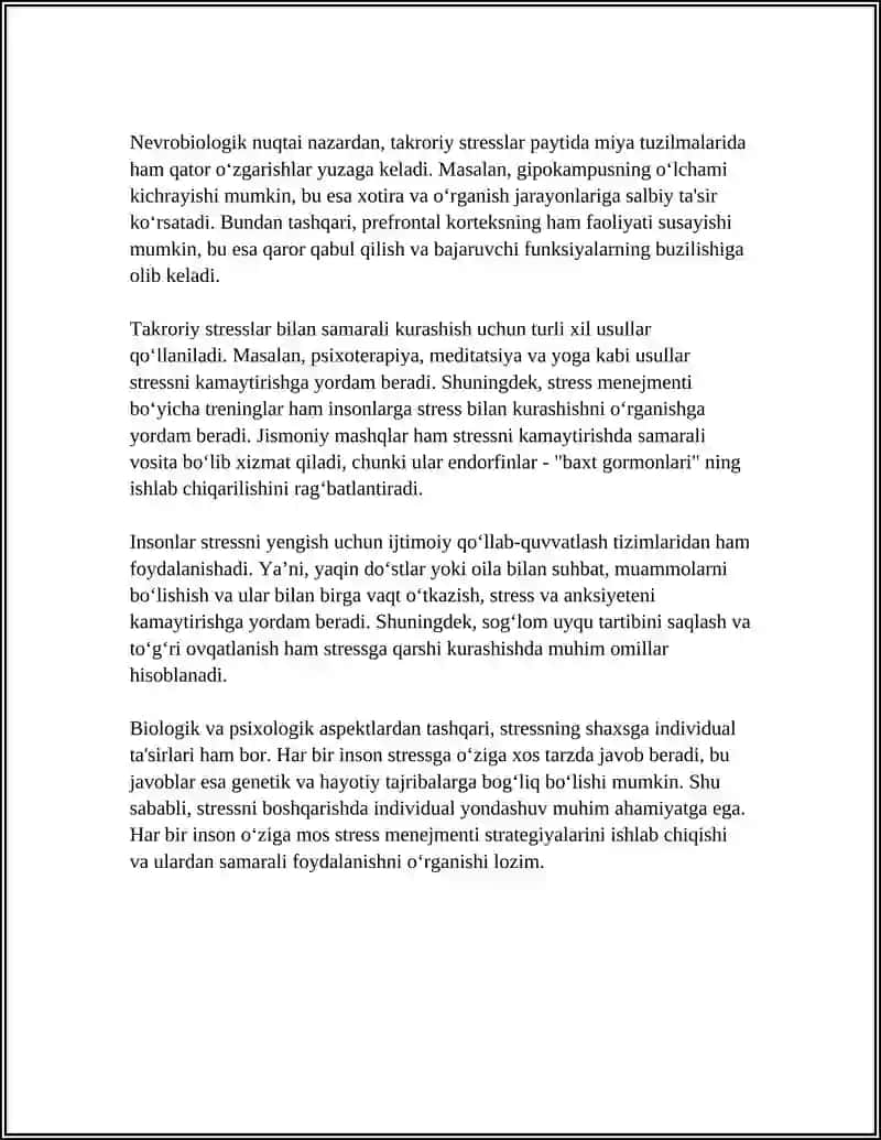 Takroriy stresslarning psixofiziologik mexanizmlari va emotsional javoblar 4