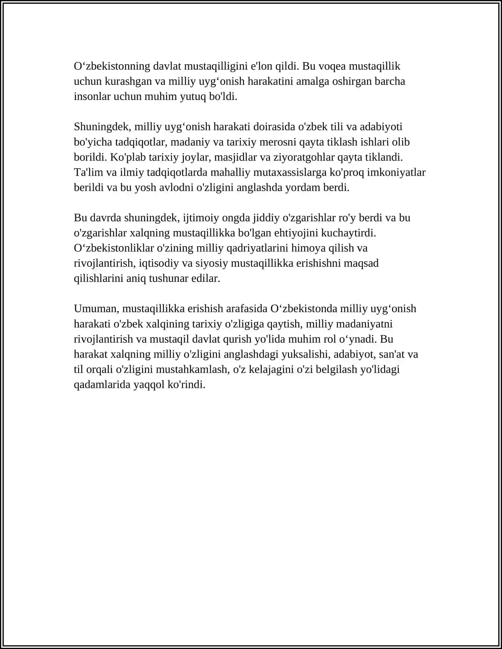 MUSTAQILLIKKA ERISHISH ARAFASIDA OʻZBEKISTONDAGI IJTIMOIY SIYOSIY JARAYONLAR 4