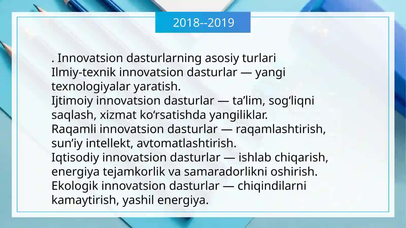 INNOVATSION DASTURLAR VA ULARNI AMALGA OSHIRISH 4