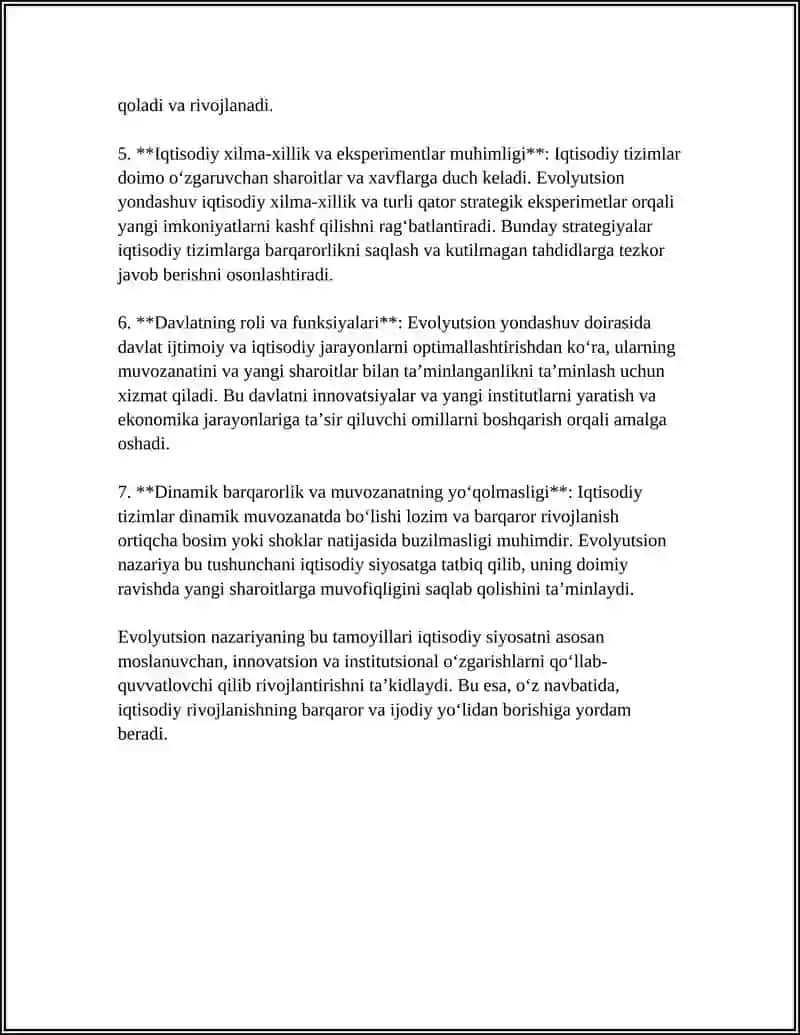 IQTISODIY SIYOSATNING EVOLYUTSION NAZARIYASI 4