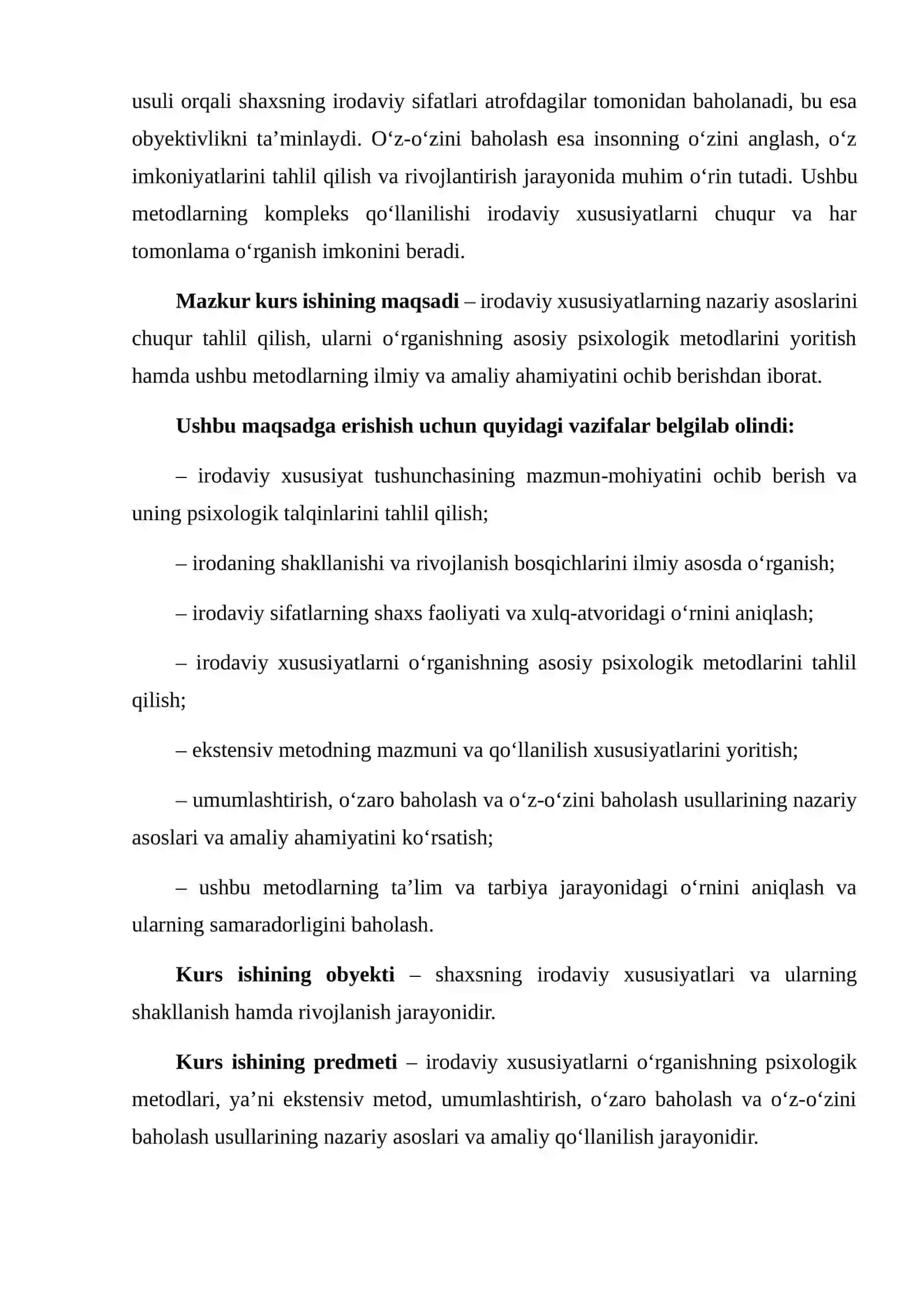 Irodaviy xususiyatlarni o‘rganishning o‘rganishning psixologik metodlari (ekstensiv metod, umumlashtirish, o‘zaro baholash va o‘z-o‘zini baholash usullari) 4