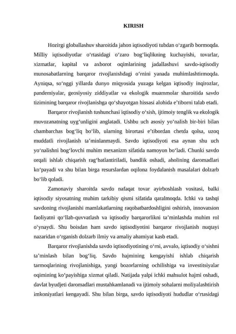 Barqaror rivojlanishda savdo iqtisodiyotining o‘rni va istiqbollari 4